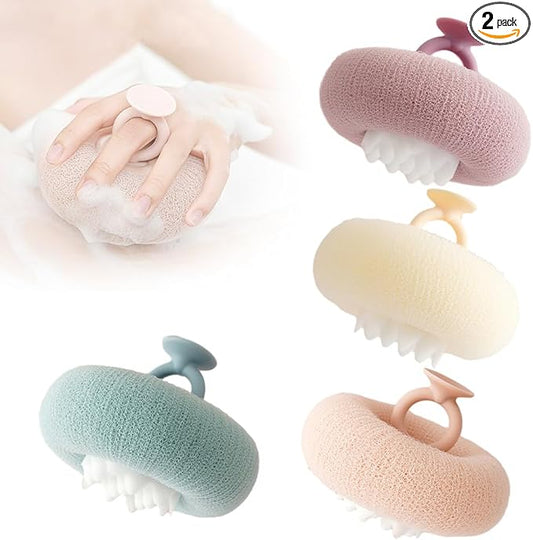 Super Soft Sunflower Suction Cup Bath Ball, 2026 Upgraded 2-in-1 Sunflower Bath Ball Exfoliating Bath Sponge Cleaning Brush, Sponge Mesh Pouf Shower Ball for Women, Men Shower (Colorful-4)
