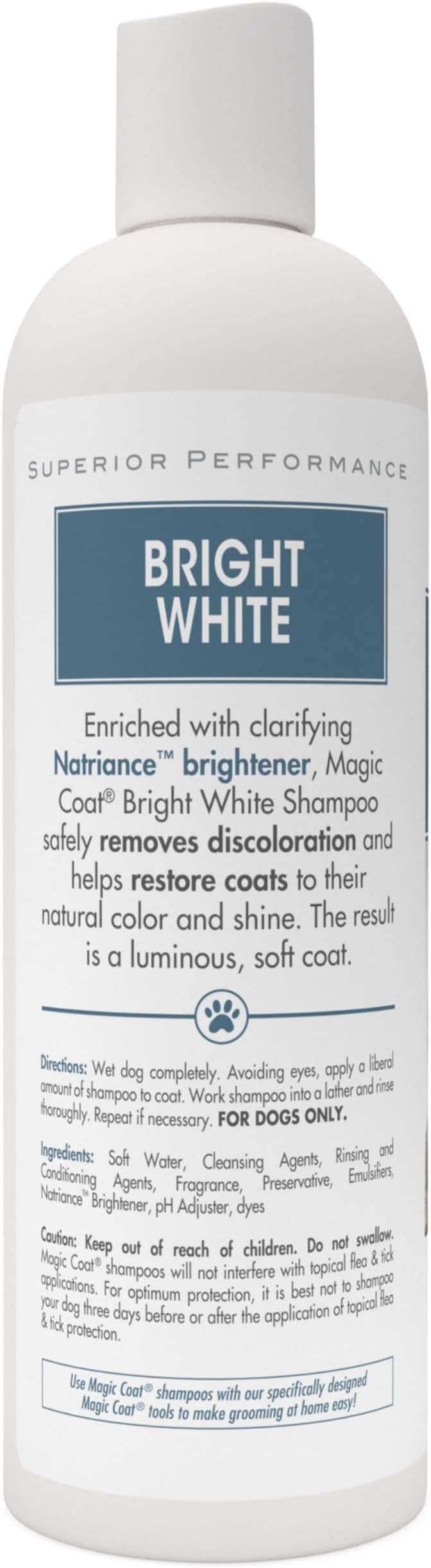Four Paws Magic Coat Bright White Dog Shampoo, Almond Shea Butter Scent | 16 oz, brightening dog wash, removes tear stains, dog conditioner, removes discoloration & whitens coat, all coat types