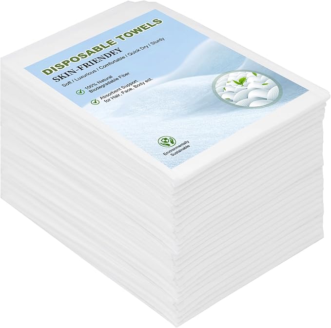 Disposable Towels 100 Count, 32"x16" Ultra Absorbent & Soft Disposable Body Towels, Single-Use Cleaning Towels, Suitable for Home, Salon, Travel, Comping, Gym, Pet, Bulk Towel