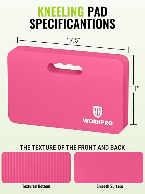 WORKPRO Extra Thick Kneeling Pad, Pink, 17.5 x 11 x 1.5 in, Pink | Soft NBR Foam Cushioning for Knee, Large Foam Kneeler Mat, For Gardening, Bathing Baby, Exercise, Workout Supplies