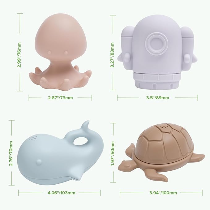haakaa Ocean Squirter Baby Bath Toy- Mold Free Food Grade Silicone Bathtub Squirt Toys for Toddler 1-3, BPA-Free Squeeze Floating Bath Tub Toys for Babies & Infant 6-12 Months