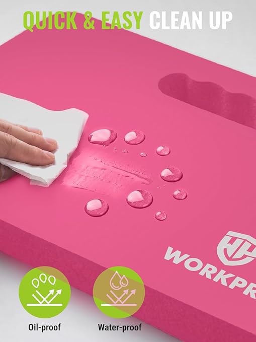 WORKPRO Extra Thick Kneeling Pad2 Pack, 17.5 x 11 x 1.5 in, Pink | Soft NBR Foam Cushioning for Knee, Large Foam Kneeler Mat, For Gardening, Bathing Baby, Exercise, Workout Supplies
