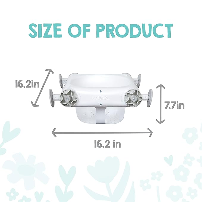 Regalo Baby Basics Baby Bath Seat with Suction Cups, Sit-Up Bath Support for Infants, Secure Baby Bath Chair for Bathtub, Easy Clean with Drain Holes, Fits Standard Tubs, White
