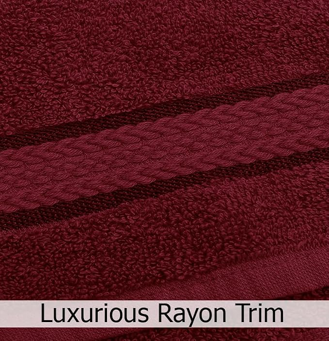 COTTON CRAFT Ultra Soft 6 Piece Towel Set - 2 Large Bath Towels, 2 Hand Towels, 2 Washcloths - Absorbent 580 GSM Quick Dry Everyday Luxury Hotel Bathroom Spa Gym Shower Pool - 100% Cotton - Burgundy