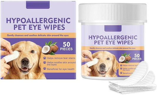JoanofArc Eyes Wipes for Dogs, Pet Tear Stain Remover Wipes, Hypoallergenic Pet Glove Wipe for Dogs & Cats, Gently Remove Discharge, for Fur, Butt, Paws, Eyes, Ears, Quick Clean & Deodorizing, 50PCS
