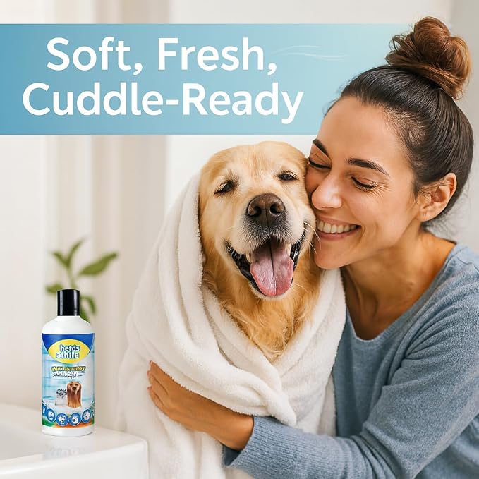 Pet White Dog Shampoo, Ocean Scent, Deodorizing & Nourishing Formula for Dogs & Cats, 16.9 Fl Oz