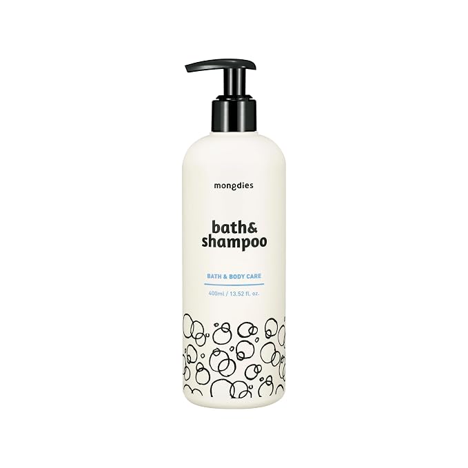 mongdies Baby Bath & Shampoo | Head-to-Toe All-in-One Gentle Wash | Tear-Free & pH Balanced Formula | 6-Layer Ceramide for Moisture Retention | Vegan & Dermatologist Tested | 13.52 fl. oz