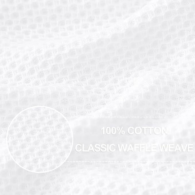 Homaxy 100% Cotton Waffle Weave Kitchen Dish Cloths, Ultra Soft Absorbent Quick Drying Dish Towels, 12 x 12 Inches, 12-Pack, White