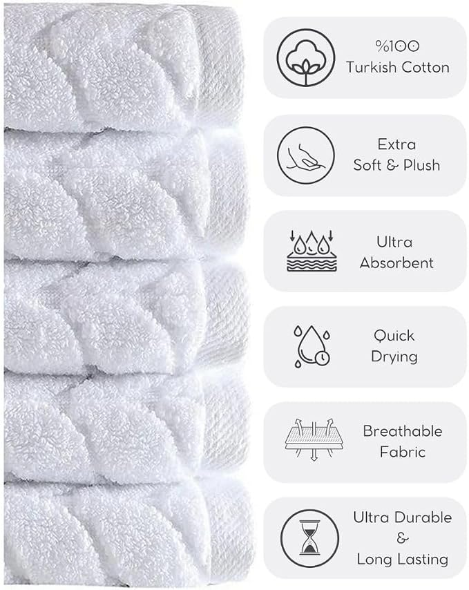 BAGNO MILANO Turkish Cotton Bath Towels, Hand Towels - Soft Plush Jacquard Collection Luxury Towels Set (Aqua Green, Towel Set of 3)