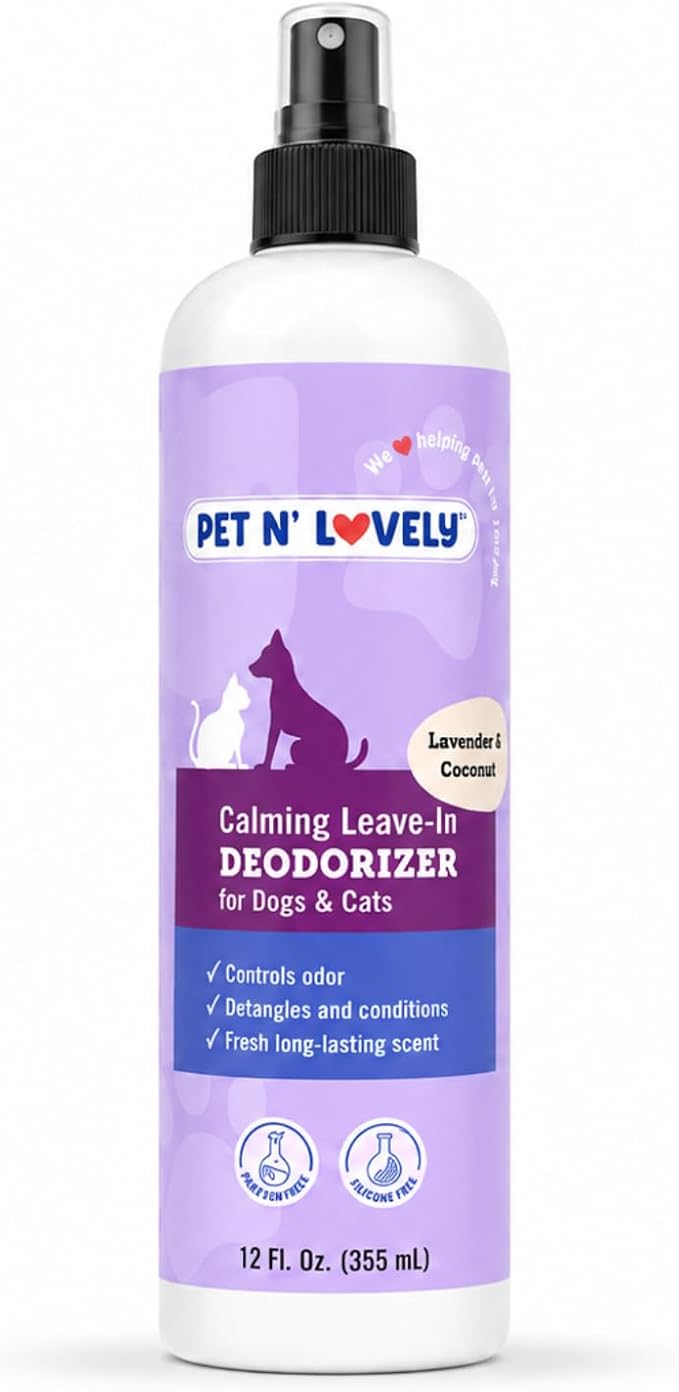 Pet N' Lovely Calming Leave-in Deodorizer, 12 Fl. Oz | Controls Odor, for Dogs and Cats, Detangles & Conditions, Fresh Long Lasting Scent