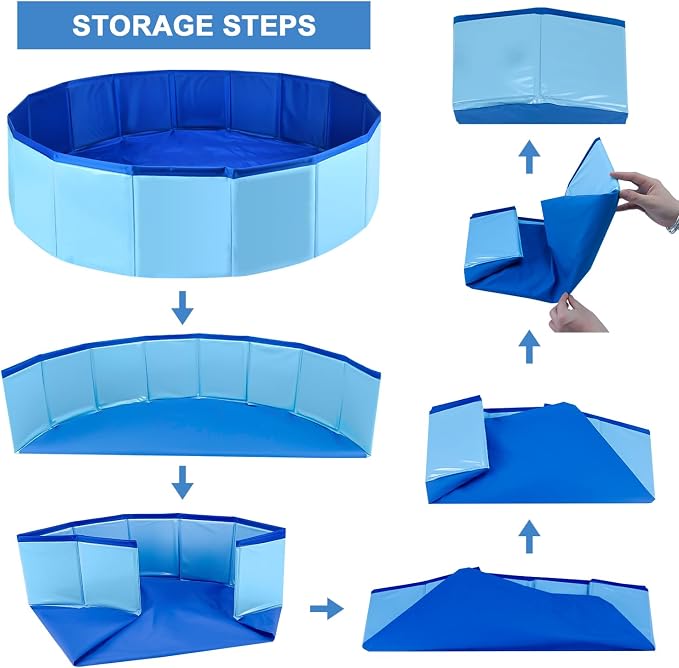 Enenes Foldable Dog Pool 24x8 Inch Portable PVC Pet Swimming Pool & Bath Tub with Drawstring Storage Bag Collapsible Ball Pit for Indoor/Outdoor Use, Puppy Bath Tub for Dogs, Cats, Puppies