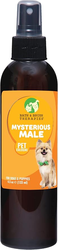 Bath & Brush Therapies Showseason Mysterious Male® Pet Cologne 4.5 oz for Dogs | Long-Lasting Odor Eliminator | Paraben-Free | Biodegradable and Non-Toxic | Made in USA