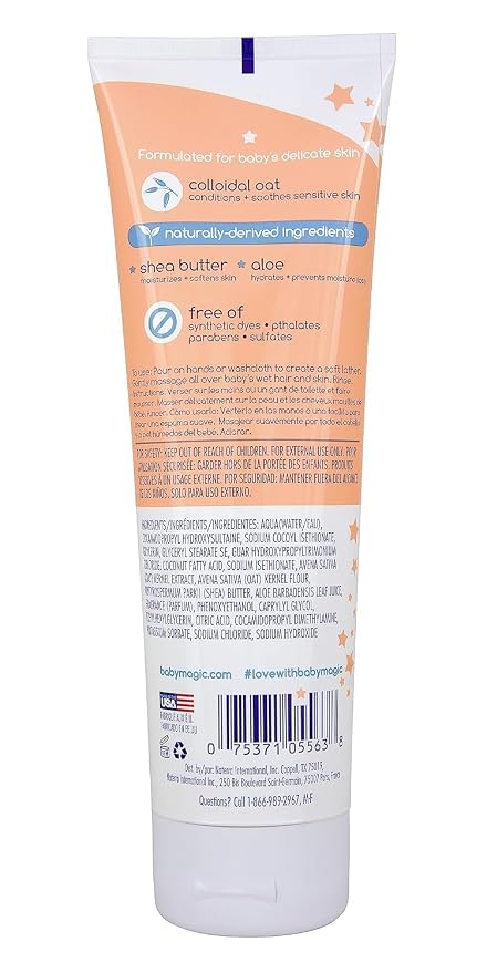 Baby Magic Delicate Wash, Gently Cleanses Baby, Tear-Free, Camellia & Coconut Oil, Almond Blossom Light Scent, Dermatologist & Pediatrician Recommended, Hypoallergenic, 8.6 oz (Pack of 1)