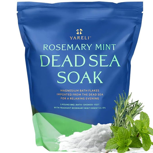 Yareli Magnesium Flakes Dead Sea Bath Soak, 5lb Rosemary Peppermint