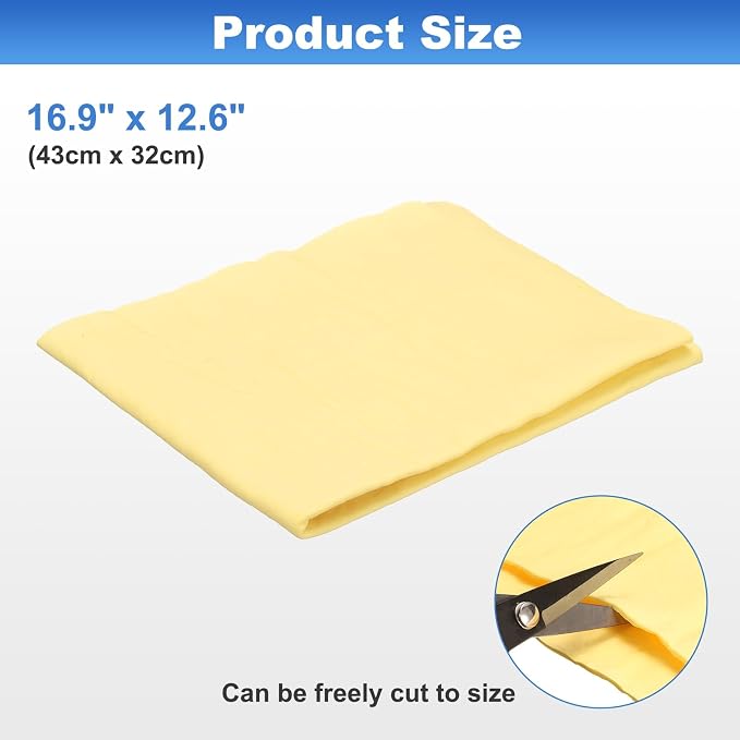 HARFINGTON Car Premium Shammy Cloth 16.9" x 12.6" PVA Chamois Wash Drying Towel Ultra Absorbent No Scratches in Bags for Cars Motorcycles Mirrors Glass Countertops Phone Laptop, Yellow