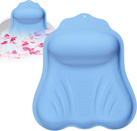 Luxury Silicone Bath Pillow for Tub, New Cloud-Soft 4D Air-Cushion Bathtub Pillow for Head and Neck & Back Support, Strong Suction Cups, Waterproof Quick-Dry Bathtub Headrest (Blue)