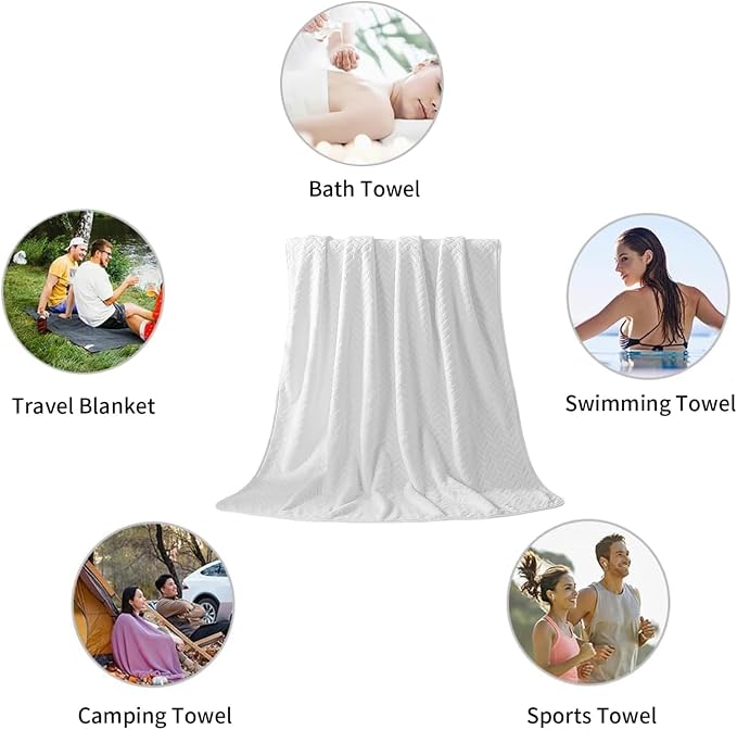 Ferdilan 4 Pack Large Bath Towels Set 35"x70" White Oversized Bath Sheet Chair Towels, 600 GSM Ultra Soft & Absorbent Towels for Bathroom, Quick Dry Towel for Gym Hotel Camp Pool