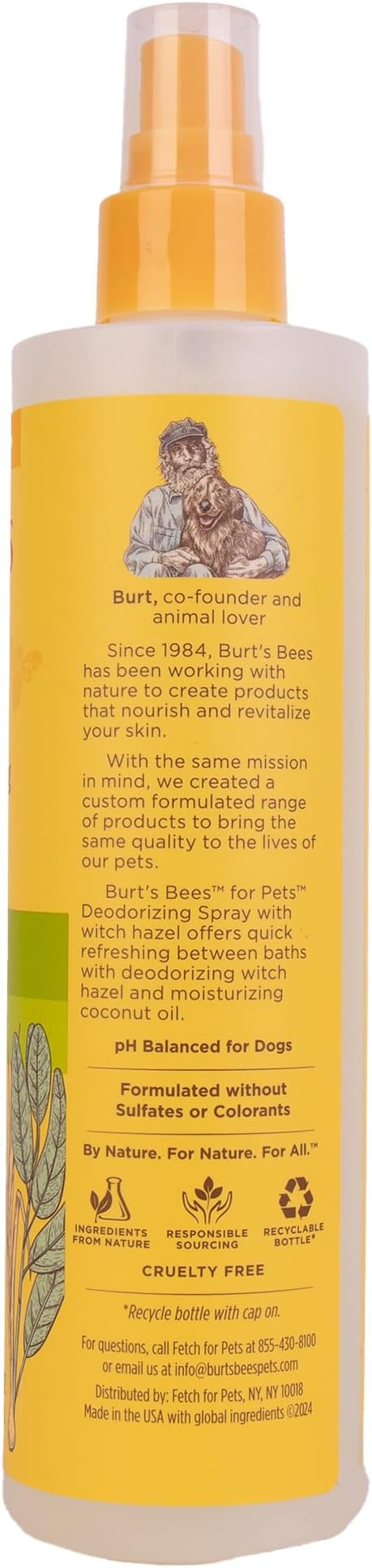 BURT'S BEES FOR PETS Deodorizing Spray for Dogs with Witch Hazel, Lemongrass & Sage, 99% Natural Origin Formula, Gentle Waterless Dry Dog Shampoo for All Dogs, 10 Fl Oz