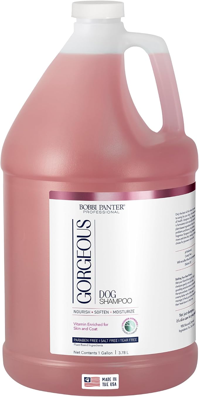 Bobbi Panter Whitening Dog Shampoo Aloe Vera, Chamomile, Jojoba & Lavender – Brightening Natural Formula for All Coats, Enhances Shine & Softness, Tear-Free, 20:1 Concentrate, 1 Gallon (Case of 4)