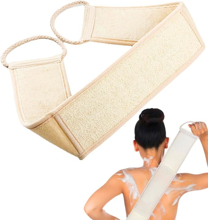 Natural Loofah Back Scrubber,1 Pack | Dual Sided,Exfoliating,Biodegradable,Bath Strap,Back Scrubber for Shower,Clean Your Back Deeply,for Men and Women