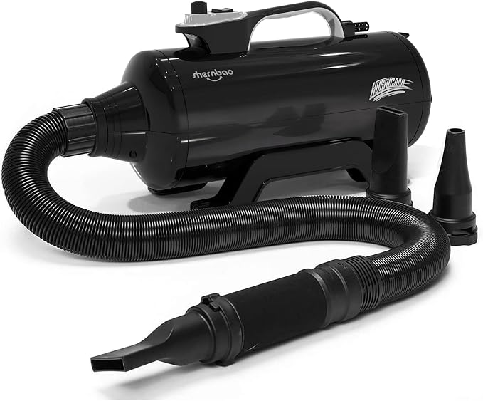 Dog Dryer High Velocity Professional Dog Pet Grooming Hair Drying Force Dryer Blower 6.0HP (DHD-2400T) (6.0HP, Jet Black) | 6.0HP powerful high velocity blower dryer for professional dog hair grooming, jet black DHD-2400T