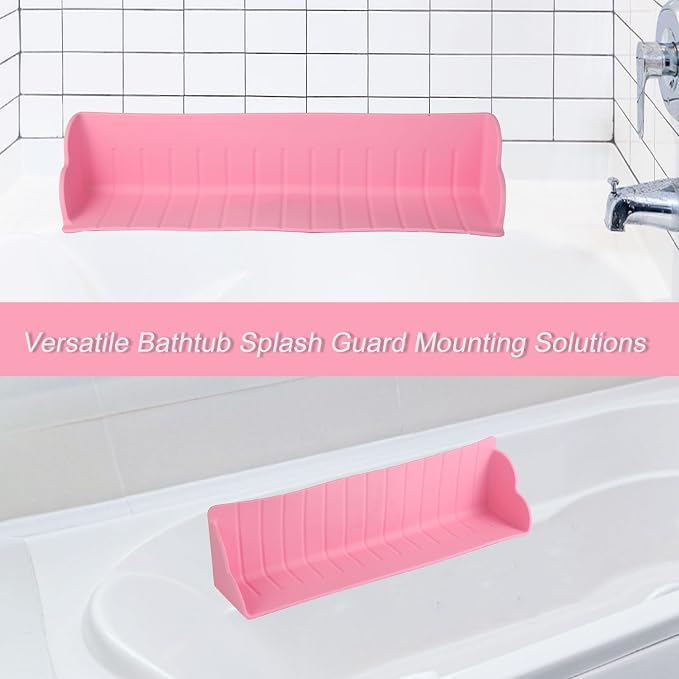 Bathtub Splash Guard, Silicone Bath Tray Spill-Proof Bath & Kitchen Sink Organizer Toy Storage Shelf Waterproof Barrier
