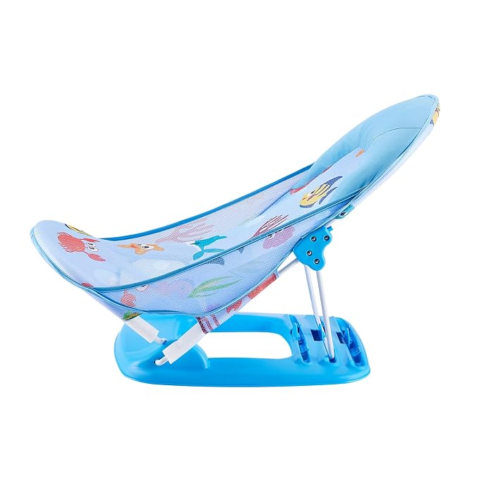 Baby Bath Seat 3 -in- 1 Foldable Sitting or Lying Baby Bath Support Anti-Slip with Adjustable 3 Reclining Positions Bath Lounger for Newborn Use in the Bathtub or Sink (Blue, 60cm*33cm*35cm)