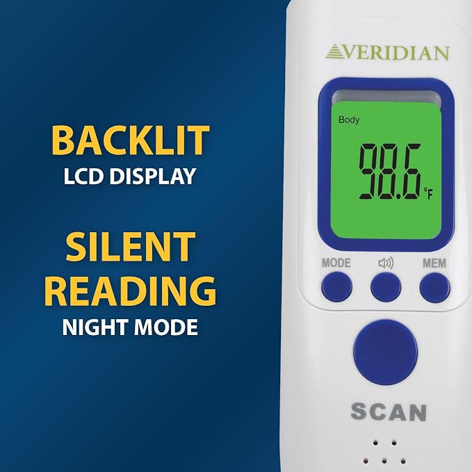 Veridian Non-Contact Thermometer LCD Display 09-183 1 Each