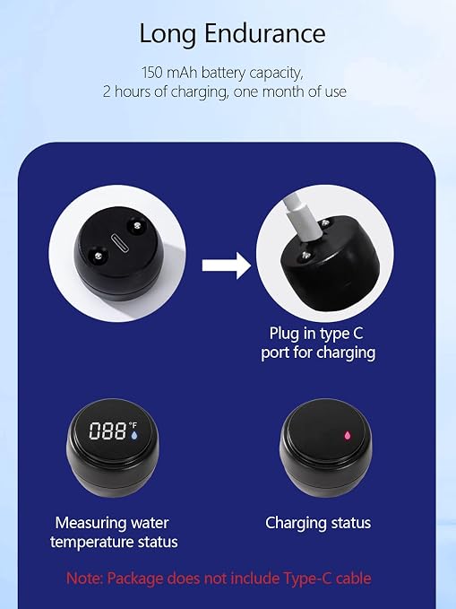 2 Pack Digital Bath Thermometer for Bathtub, Rechargeable Waterproof Floating Water Thermometer for Ice Bath, Pool