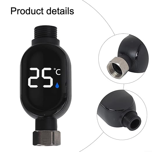 Shower Thermometer - Digital Celsius Display, Color-Coded Temperature Indicator, 304 Stainless Steel & PC Material, 0-99°C Range - Baby Bath, Bathroom Household Bathing Use(A)