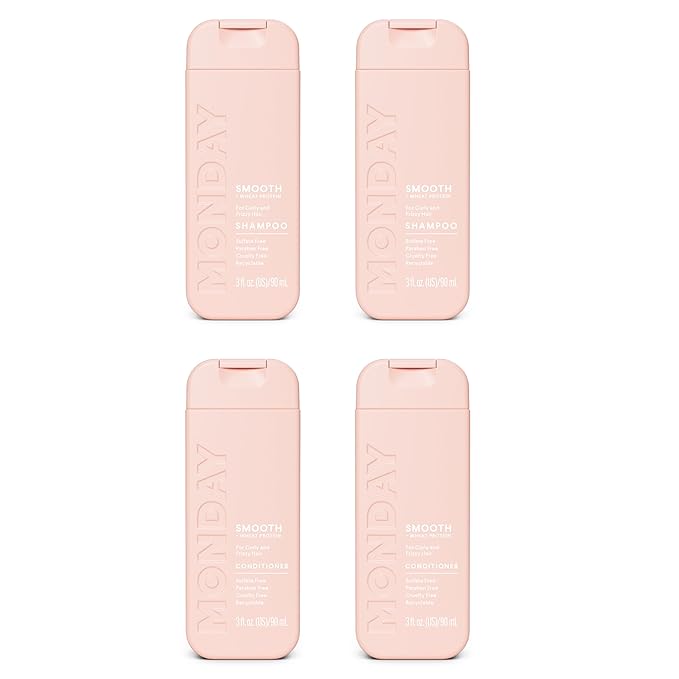 MONDAY Haircare SMOOTH Shampoo + Conditioner with Wheat Protein & Avocado Oil for Frizz-Prone Hair 90 mL (Dual Set)