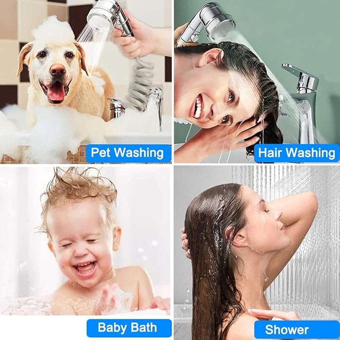 Sink Faucet Sprayer Attachment,Sink Shower Sprayer Attachment Set To Tub Faucet,ON/OFF Shower Head with (5 adapters),Sink Extension Hose Sprayer for Laundry Bathroom Kitchen