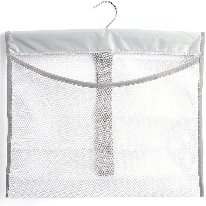 ALYER Hanging Mesh Shower Pockets for 34oz/1000ml Shampoo and Conditioner,Colorful Bath Toy organizer,Hanging Tandem Type Closet Accessories Storage Bag,Gray