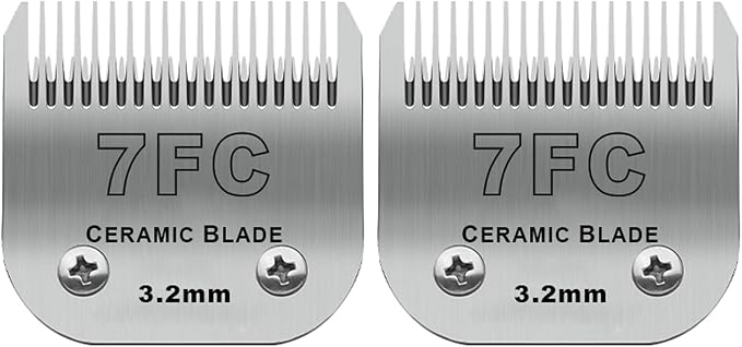 7FC Detachable Dog Blades Compatible with Andis/Oster A5 Grooming | Compatible with wahl km10 dog clipper,Cut Length 1/8"(3.2mm),Made of Ceramic Blade & Stainless Steel Blade,2 PACK