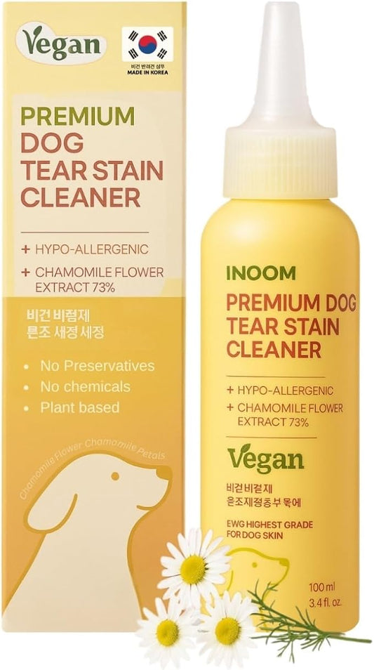 Korean Plant Based Vegan Dog Tear Stain Cleaner 100 ml – Gentle & Effective Eye Stain Remover for Dogs – Non-Irritating Facial Cleanser, with hyaluronic Acid, Cruelty-Free Pet Eye – Made in Korea