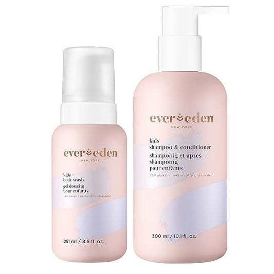 Evereden Kids Shampoo and Conditioner 2 in 1 and Kids Body Wash set | Gentle and Clean Skin Care | Non-toxic Ingredients | Cool Peach scent
