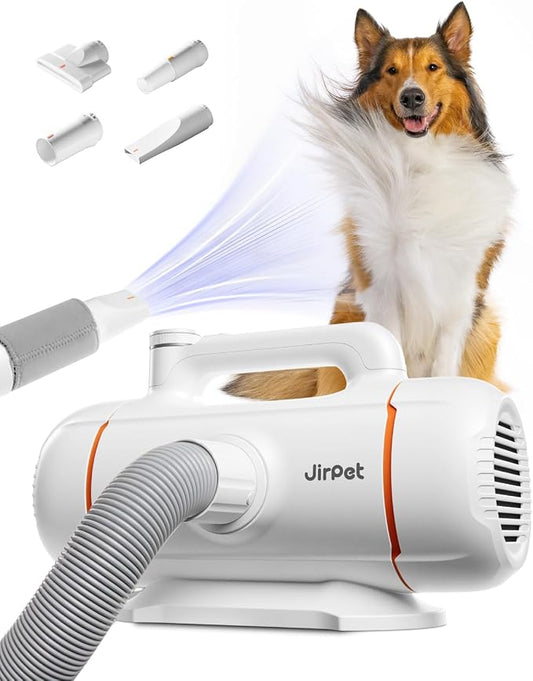 JirPet Dog Dryer for Pet Grooming, Professional 5.0HP/2400W High Velocity Dog Hair Dryer for Grooming, Pet Hair Force Dryer with 3 Temp & Stepless Airflow, Wall-Mount & Portable for Pet Grooming Salon
