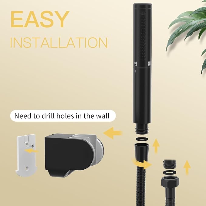 BESy Brass 2 In 1 Function Filtered Matte Black Handheld Shower Head for Hard Water Black Shower Wand High Pressure Showerhead Black Hand Shower Sprayer with Hose Bracket