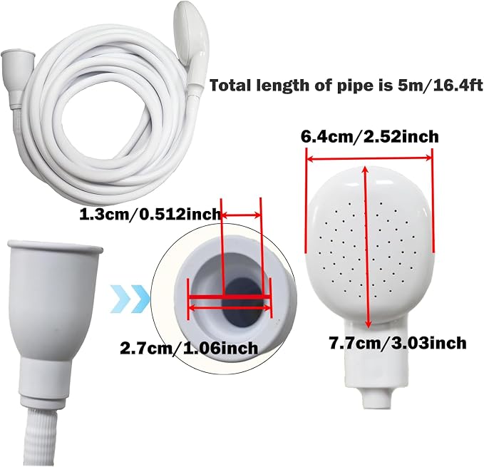 5m/16.4ft Sink Spray Rubber Hose Portable Faucet Sprayer Garden, Shampoo Sprayer Handheld Shower Head Spray Hose Attachment for Dog, Pets, Bathing Baby, Washing Hair, Rinsing Vegetables