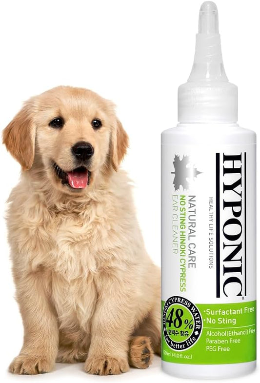 HYPONIC Premium No-Sting Hinoki Cypress Ear Cleaner (for All Dogs) - Dog Ear Cleaning Solution, Cleans and Removes Odors (4.06 oz)