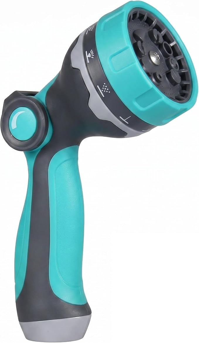 Garden Hose Nozzle, Thumb Control Water Hose Nozzle with 10 Spray Patterns, Slip Resistant High Pressure Sprayer Nozzle for Plants & Lawns Watering, Car Wash and Pet Shower, Friend for Older-Green