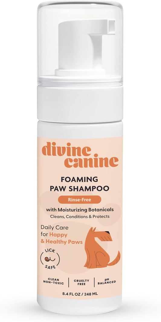 Foam Dog Paw Cleaner - Alcohol Free Foaming Paw Sanitizer Spritz - Made with Coconut, Aloe, Copaiba Oil, and Lemongrass Oil to Nourish and Clean Paws - Made in The USA