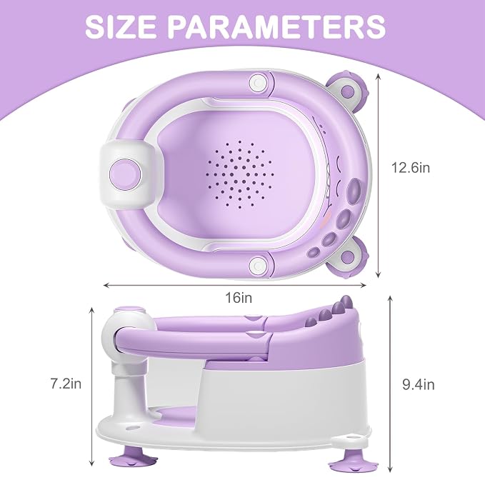 TPN Baby Bath Seat for Babies 6 Months & Up, Non-Slip Toddler Bath Seat with 5 PCS Waterproof Emoji Stickers, Portable Infant Bath Seat for Baby (Lavender)