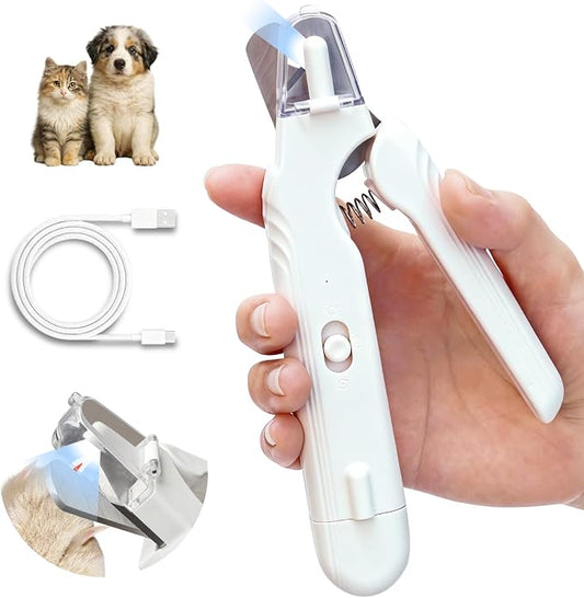 Safe 2-in-1 Dog & Cat Nail Clipper and Grinder LED Safety Light Illuminates the Quick to Prevent Over-Cutting or Bleeding, USB Rechargeable, Low Noise Motor Keeps Pets Calm Grooming for All Pet Sizes