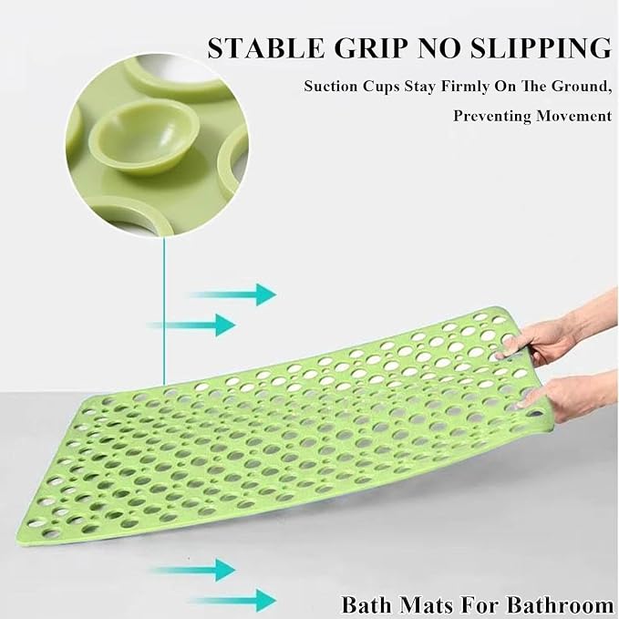 Casa and Beyond Shower Mat, Secure Shower Mat-Non-Slip, Washable Non-Slip Bathtub Mats, with Suction Cups and Drain Holes, Soft Textured Design, Easy to Clean for Bathroom (Pink, 34.6" x 15.7")