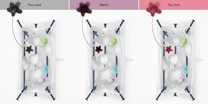 Stokke Flexi Bath Portable Baby Bathtub Bundle with Heat-Sensitive Plug and Newborn Baby Bath Support, White Grey