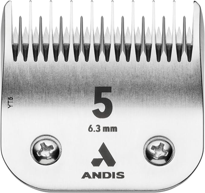 Andis Carbon Infused Steel UltraEdge Dog Clipper Blade, Size-5 Skip Tooth, 1/4-Inch Cut Length (72640),Chrome