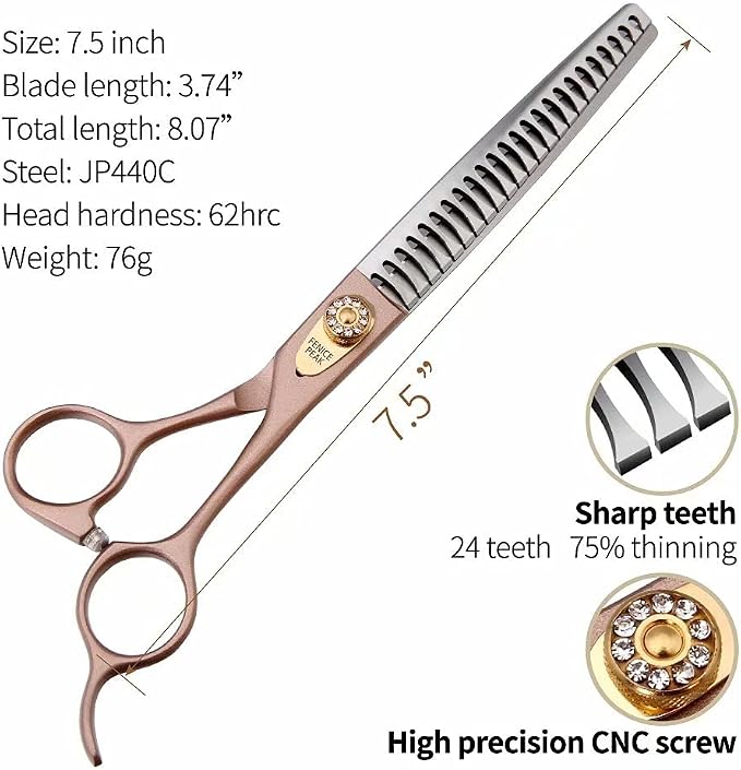 Thinning Shears for Dogs and Cats Pet Grooming Scissors Chunkers Shears 440C Stainless Steel Professional Dog Trimming Scissors 7.5''