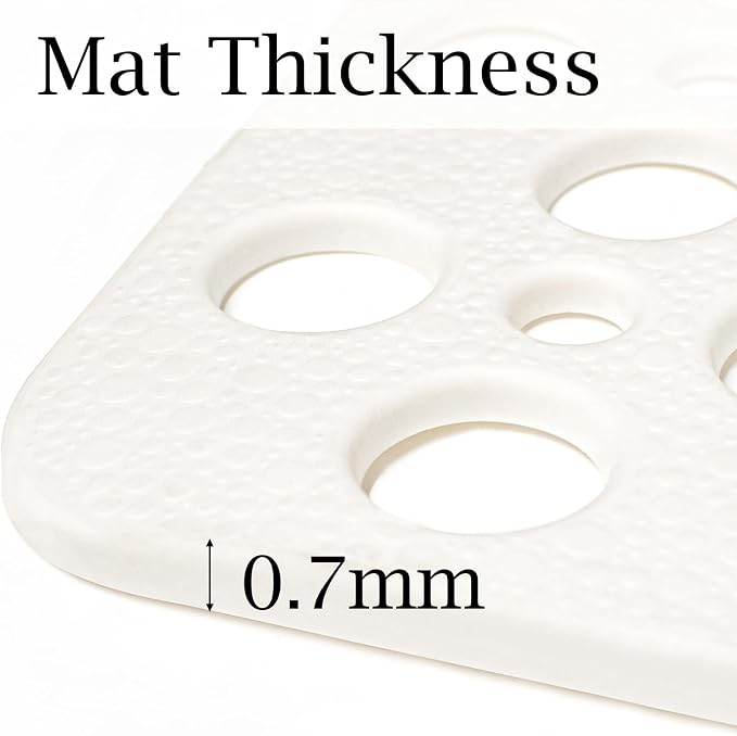 Tiamo Large Shower Mat Non Slip TPE Bathtub Mat Suction Cups for Elderly | 36x24inch rectangle,inside shower,big drain holes,quick dry,smooth tile floors,seniors,White