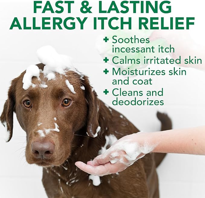 Vet's Best Allergy Itch Relief Dog Shampoo, Oatmeal Dog Shampoo for Itchy Skin, Cleans and Relieves Discomfort from Seasonal Allergies, Anti Itch Dog Soap, 16 Oz